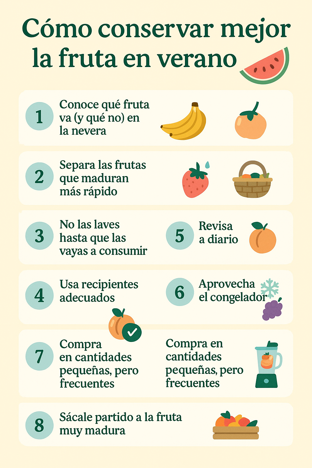 Cómo conservar mejor la fruta en verano: 8 consejos clave 🍑❄️